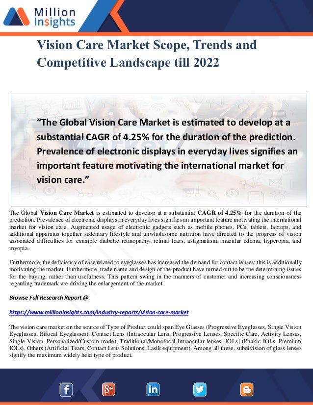 Vision Care Market Scope, Trends and Competitive Landscape till 2022