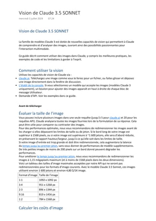 Vision de Claude 3.5 SONNET Comment utiliser la vision Utilisez les ...