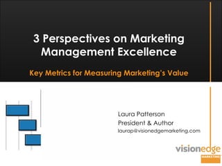 Laura Patterson President & Author [email_address] 3 Perspectives on Marketing Management Excellence Key Metrics for Measuring Marketing’s Value 