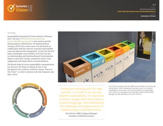 Symantec Vision 2012: Event Sustainability Report