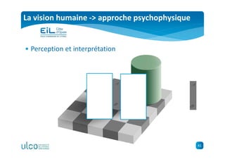 41
La vision humaine -> approche psychophysique
• Perception et interprétation
 