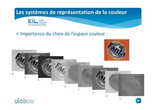 90
Les systèmes de représentation de la couleur
• Importance du choix de l’espace couleur :
R
G
B
L
u
v
I1
I2
I3
 
