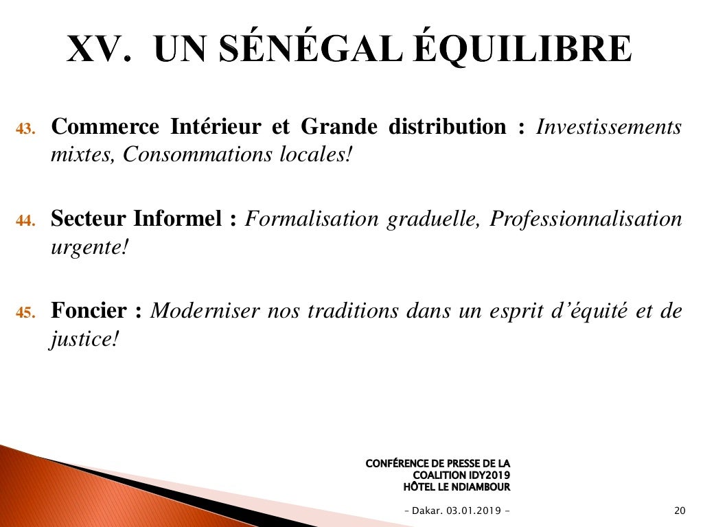 VISION PROGRAMMATIQUE 1 3 15 45 DE LA COALITION IDY2019