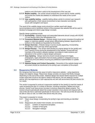 Example RFP Template for Website Design-Development-Hosting for Local ...