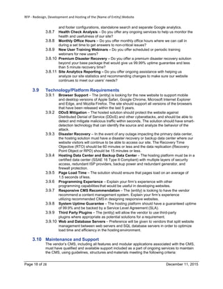 Example RFP Template for Website Design-Development-Hosting for Local ...