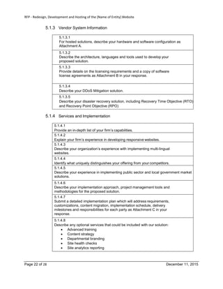 Example RFP Template for Website Design-Development-Hosting for Local ...