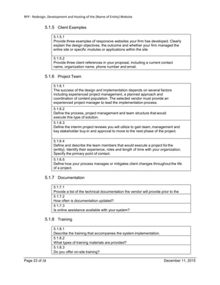 Example RFP Template for Website Design-Development-Hosting for Local ...