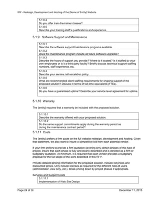 Example RFP Template for Website Design-Development-Hosting for Local ...