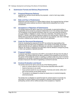 Example RFP Template for Website Design-Development-Hosting for Local ...