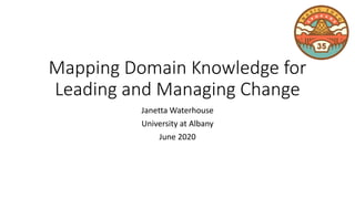 Mapping Domain Knowledge for
Leading and Managing Change
Janetta Waterhouse
University at Albany
June 2020
 