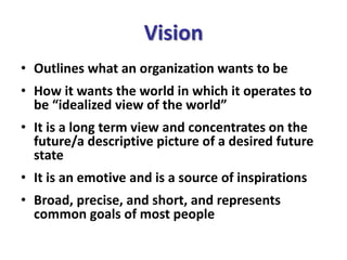Vision, Mission, Goal, Objective