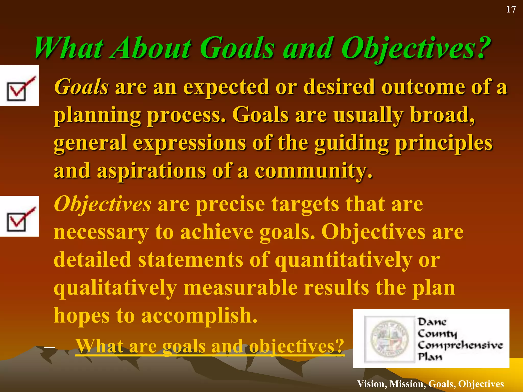 They all go togetherVision, Philosophy and MissionIt is important that all the components of a long range plan fit visibly into a well-organized document that starts with the district's educational vision, philosophy and mission and moves logically into the library media program's vision, philosophy and mission. Then the plan progresses to goals and activities that are derived from that mission. Long Range Planning for School Library Media Programhttp://www.dpi.state.wi.us/imt/slmplngrng.html