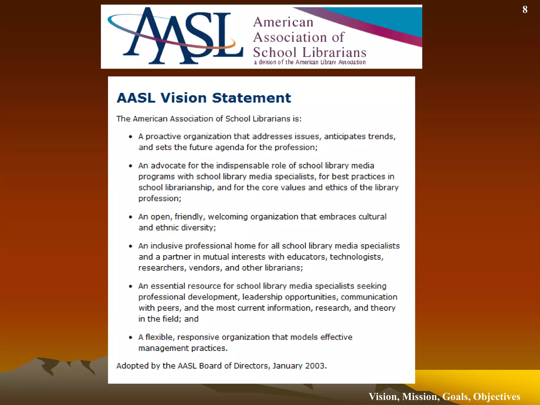 What About Mission?A company’s mission can be defined as: An operation intended to carry out specific program objectives A higher calling or meaning, a reason for being.  Often this is the reason the company was first created – to fill a need in the marketplace or society.A concise statement of business strategy developed from the customer’s perspective and it should be aligned with the company's vision.The mission should answer three key questions: What is it that we do? How do we do it? For whom are we doing it? Developing your company Purpose, Vision, Mission and Values
