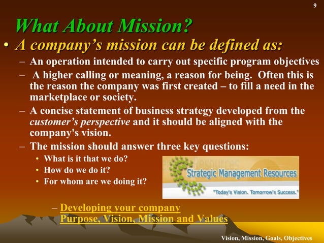 Vision mission goals and objectives for the school library media center ...