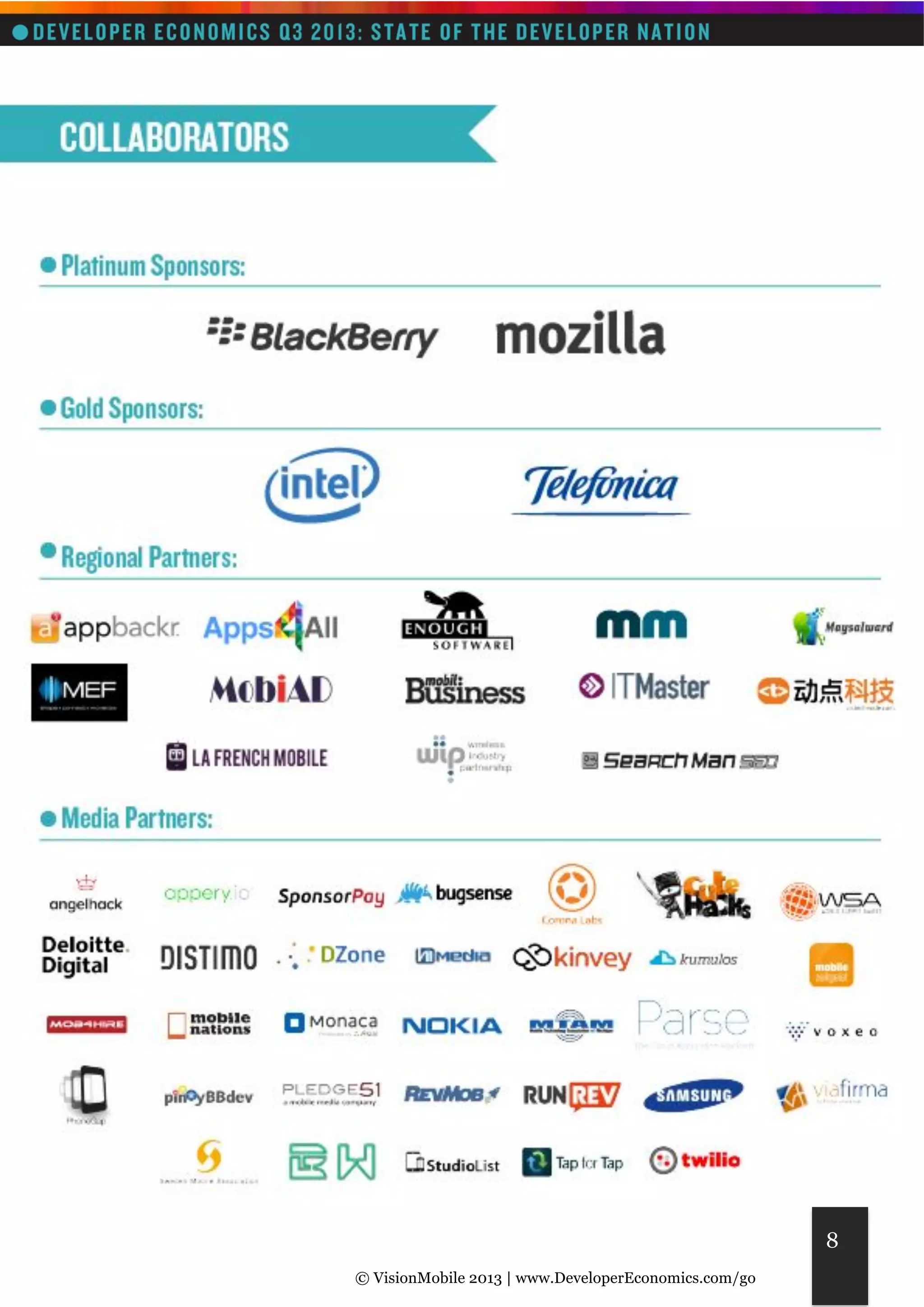 © VisionMobile 2013 | www.DeveloperEconomics.com/go 
8 
 