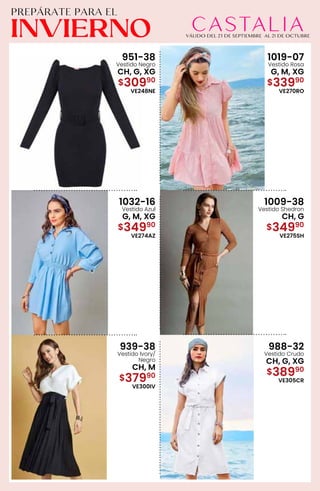 951-38
Vestido Negro
CH, G, XG
$30990
VE248NE
1019-07
Vestido Rosa
G, M, XG
$33990
VE270RO
1032-16
Vestido Azul
G, M, XG
$34990
VE274AZ
1009-38
Vestido Shedron
CH, G
$34990
VE275SH
939-38
Vestido Ivory/
Negro
CH, M
$37990
VE300IV
988-32
Vestido Crudo
CH, G, XG
$38990
VE305CR
 