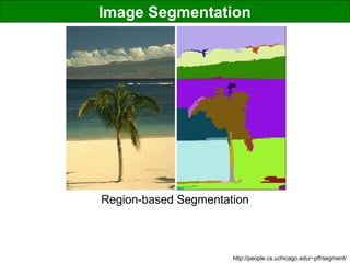 Image Segmentation
http://people.cs.uchicago.edu/~pff/segment/
Region-based Segmentation
 