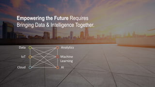 Empowering the Future Requires
Bringing Data & Intelligence Together.
Data
IoT
Cloud
Analytics
Machine
Learning
AI
 