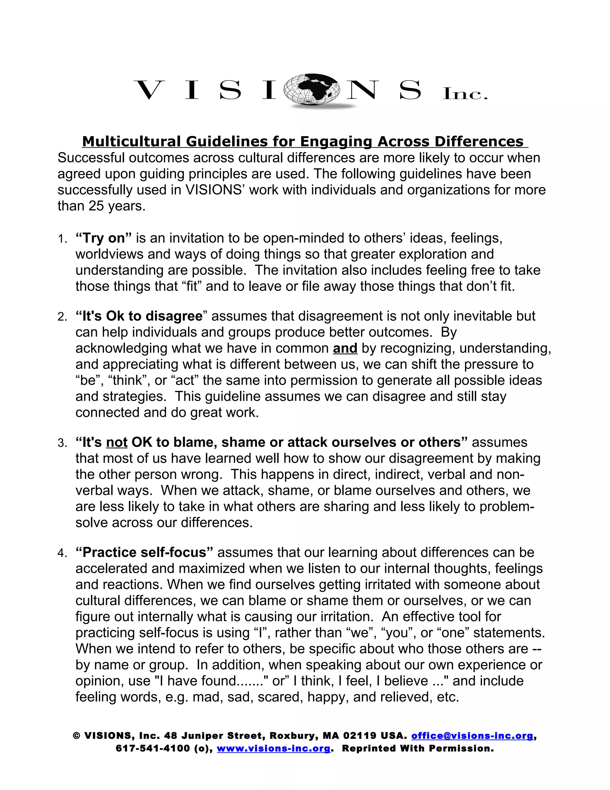 Supplementary: Visions Multicultural Guidelines | DOC