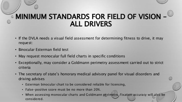 Vision standards for driving in UK