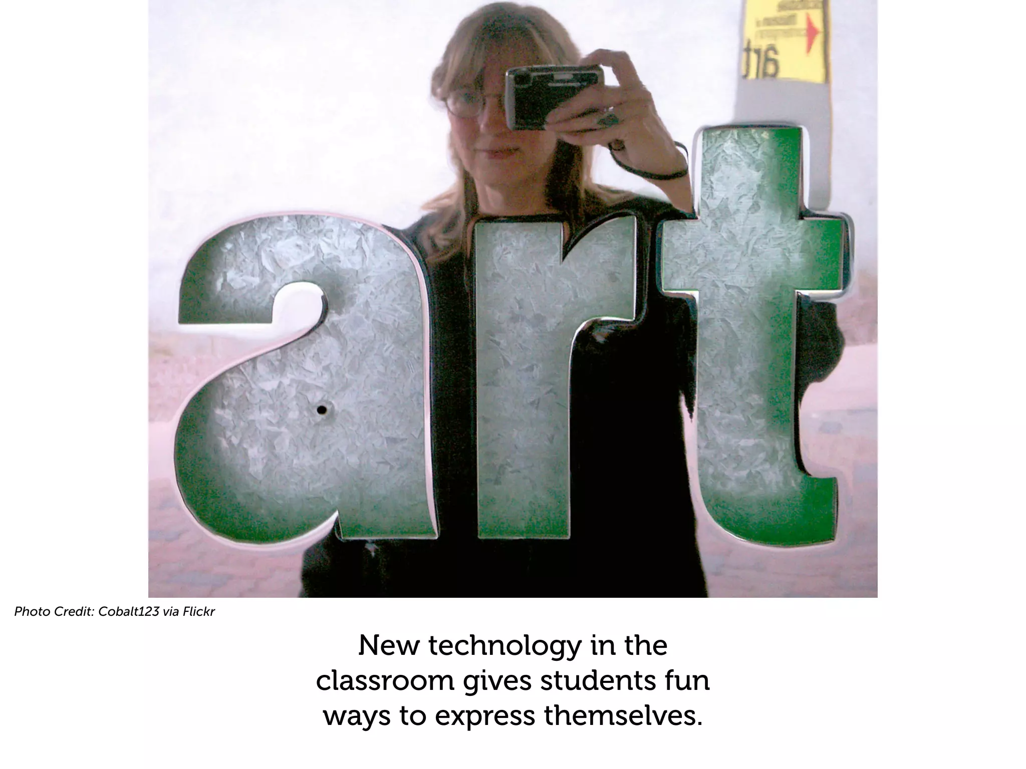 Photo Credit: Cobalt123 via Flickr


                                        New technology in the
                                     classroom gives students fun
                                     ways to express themselves.
 