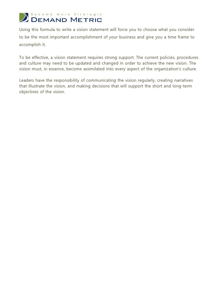 Vision Statement Worksheet