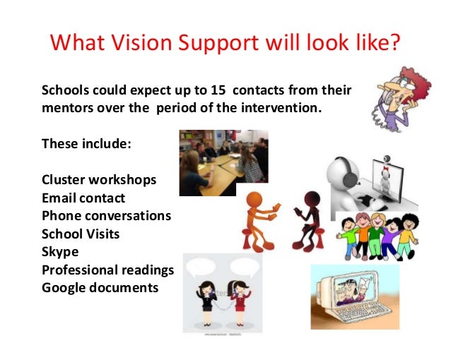 What Vision Support will look like?
Schools could expect up to 15 contacts from their
mentors over the period of the inter...