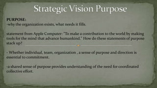  The vision alone isn't enough to move you from the present to the future, however. That's where a strategic plan