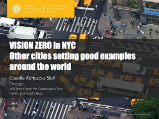 VISION ZERO in NYC
Other cities setting good examples
around the world
Claudia Adriazola-Steil
Director
WRI Ross Center for Sustainable Cities,
Health and Road Safety
Image: Angela/ wordpress.com
 