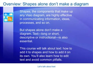 Lesson: Add and edit textThe lesson includes a list of suggested tasks and a set of test questions.