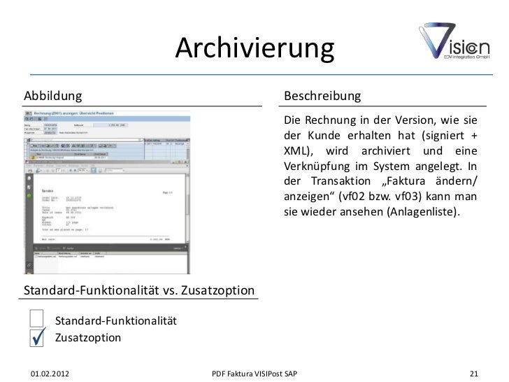 VISIPost - elektronisch signierte PDF Rechnung für SAP