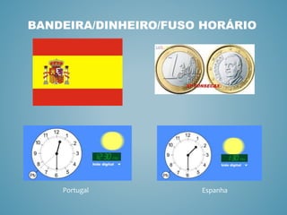 BANDEIRA/DINHEIRO/FUSO HORÁRIO
Portugal Espanha
 