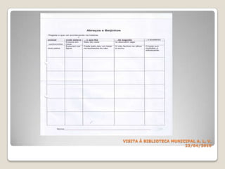 VISITA À BIBLIOTECA MUNICIPALA. L. V.23/04/2010