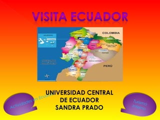 Actividades en Ecuador
Turismo
Interno
UNIVERSIDAD CENTRAL
DE ECUADOR
SANDRA PRADO
 
