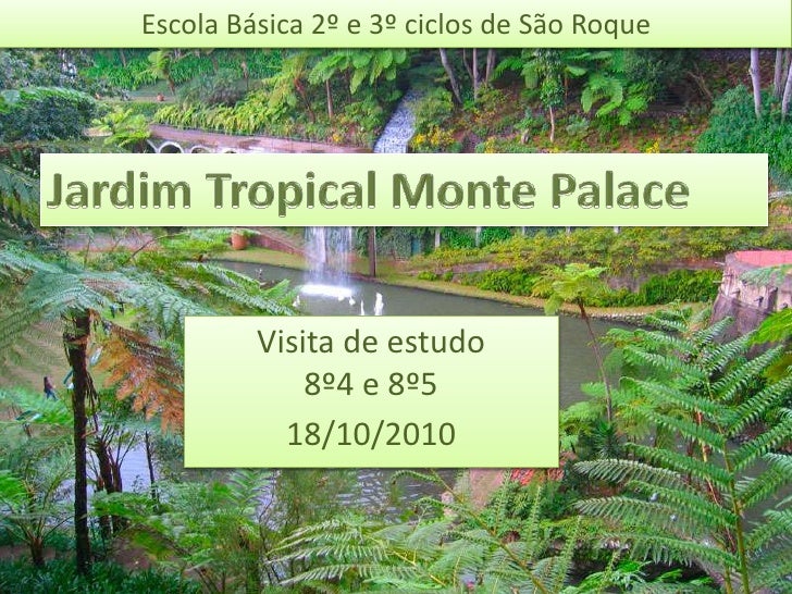 Escola Básica 2º e 3º ciclos de São Roque
Jardim Tropical Monte Palace
Visita de estudo 8º4 e 8º5
18/10/2010
 