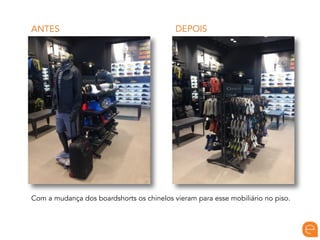 DEPOISANTES
Com a mudança dos boardshorts os chinelos vieram para esse mobiliário no piso.
 
