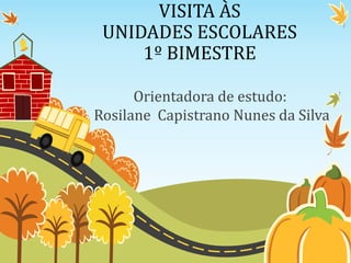 VISITA ÀS
UNIDADES ESCOLARES
1º BIMESTRE
Orientadora de estudo:
Rosilane Capistrano Nunes da Silva
 