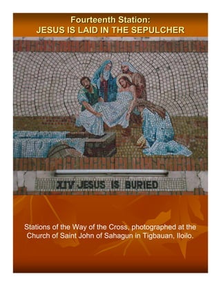 Fourteenth Station:
   JESUS IS LAID IN THE SEPULCHER




Stations of the Way of the Cross, photographed at the
 Church of Saint John of Sahagun in Tigbauan, Iloilo.
 