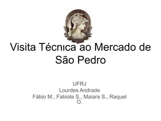 Visita Técnica ao Mercado de
São Pedro
UFRJ
Lourdes Andrade
Fábio M., Fabiola S., Maiara S., Raquel
O.
 