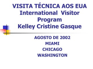 VISITA TÉCNICA AOS EUAInternational  Visitor ProgramKelley Cristine Gasque AGOSTO DE 2002 MIAMI  CHICAGO  WASHINGTON 