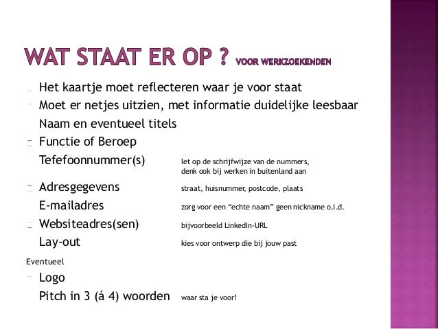 Visitekaartje en #zoektwerk