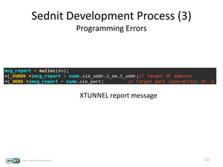Sednit Development Process (3)
Programming Errors
121
XTUNNEL report message
 