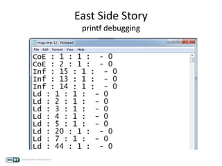 East Side Story
printf debugging
 