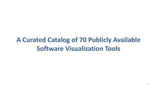 31
A	Curated	Catalog	of	70	Publicly	Available	
Software	Visualization	Tools	
 