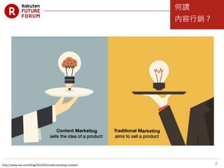 8http://www.wix.com/blog/2014/03/understanding-content-
何謂
內容行銷？
 