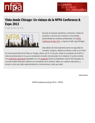 view source



NFPA Conference & Expo 2013 | NFPA
 