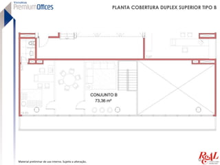 PLANTA COBERTURA DUPLEX SUPERIOR TIPO B




Material preliminar de uso interno. Sujeito a alteração.
 