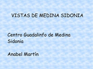 VISTAS DE MEDINA SIDONIA



Centro Guadalinfo de Medina
Sidonia

Anabel Martín
 