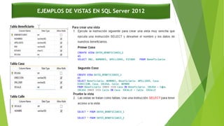 EJEMPLOS DE VISTAS EN SQL Server 2012
 
