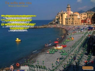 Tu nella mia vita Wess et Dori Ghezzi Se tu sbagli e ti arrabbi da sola Se tu erras e fica irritada sozinha   cosa vuoi che sia o que quer que seja,   ti amo tanto che posso far finta te amo tanto que posso fingir   che sia colpa mia que seja culpa minha. Se a una festa ti guarda qualcuno Se numa festa te olha alguém, la mia gelosia o meu ciúme   mi fa male ripeto più forte me faz mal e repete mais forte   che sei solo mia que tu és somente minha. RITORNA All'aurora mi sveglio cercando Na aurora acordo procurando   qualche cosa in me alguma coisa em mim,   poi raccolgo parole nel cuore depois recolho palavras no coração   per portarle a te para levá-las a ti.   Tu nella mia vita sempre tu Tu na minha vida,   sempre tu,   se non ti avessi ti vorrei se não te tivesse, te queria, ti cercherei te procuraria.   Tu nella mia vita solo tu Tu na minha vida, somente tu,   tutto il mio mondo sai cos'è todo o meu mundo, sabes como é, è stare con te é estar contigo.   Tu nella mia vita sempre tu  Tu na minha vida, sempre tu, se non ti avessi ti vorrei se não te tivesse, te queria, ti cercherei te procuraria.   Tu nella mia vita sempre tu Tu na minha vida ,  sempre tu, ogni pensiero accanto a te cada pensamento perto de ti M'innamorerò ancora bambina No amor eu era ainda menina,   non ti ho detto mai não te disse nunca che se ho perso pudore e paura que se perdi pudor e medo   è per te lo sai é por ti, o sabes.   Io non posso pensare a una vita Eu não posso pensar numa vida   dove non ci sei onde tu não estás, del mio amore di tutti i miei sogni  do meu amor e de todos os meus sonhos cosa ne farei  o que faria deles? AVANTI 